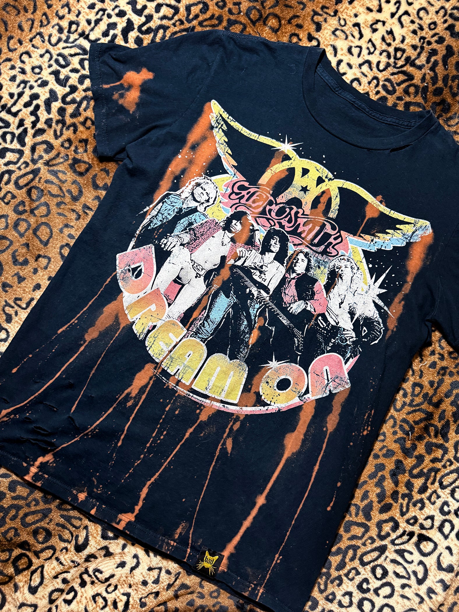 Aerosmith Dream On Distressed Bleach Dye T Shirt