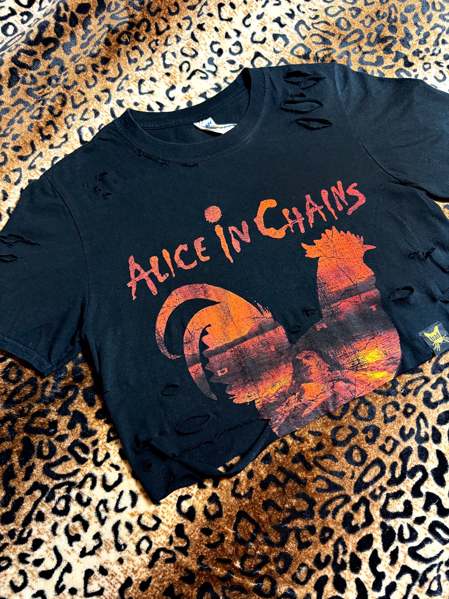 Alice In Chains Rooster Distressed Crop Top