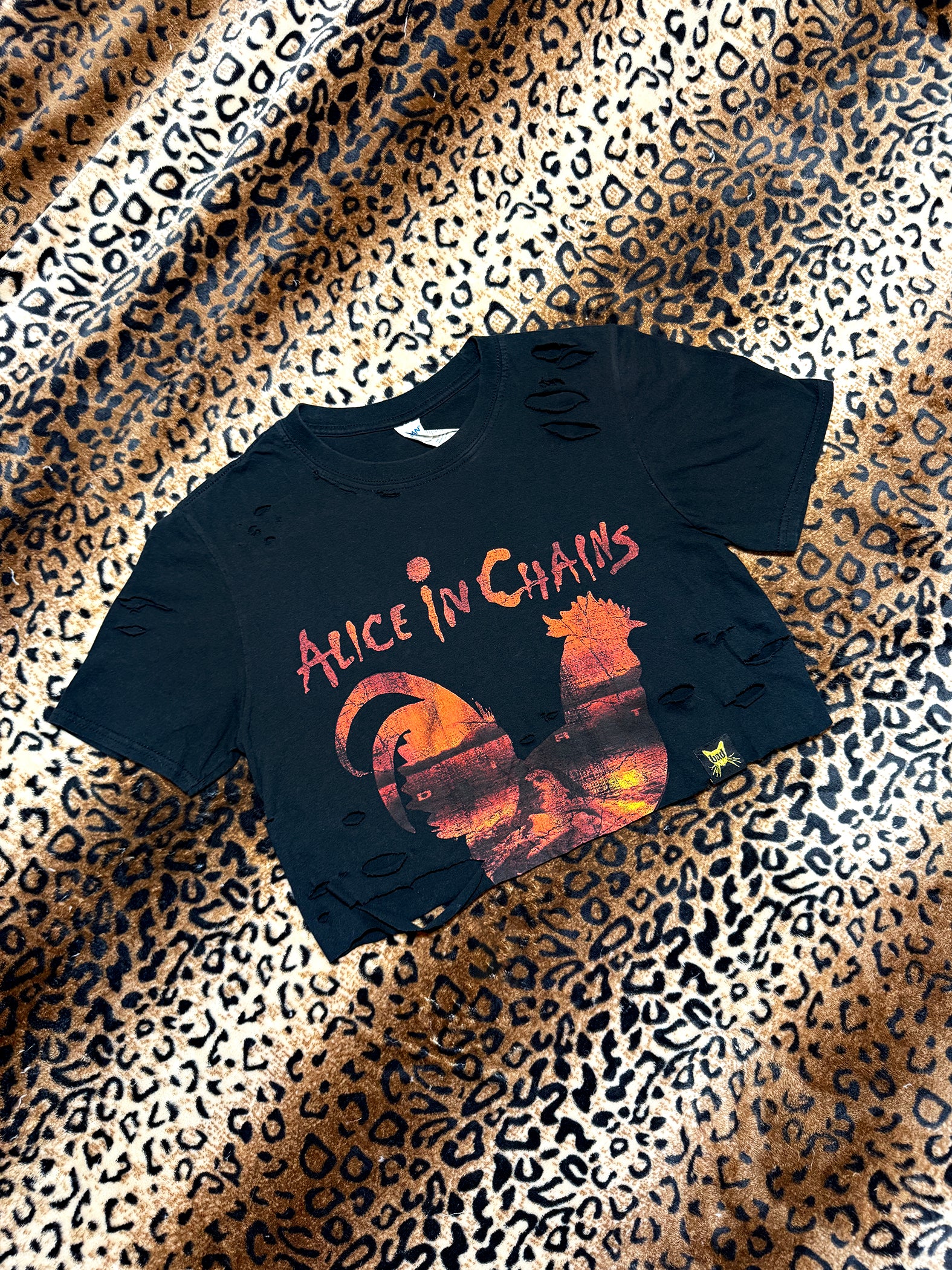 Alice In Chains Rooster Distressed Crop Top