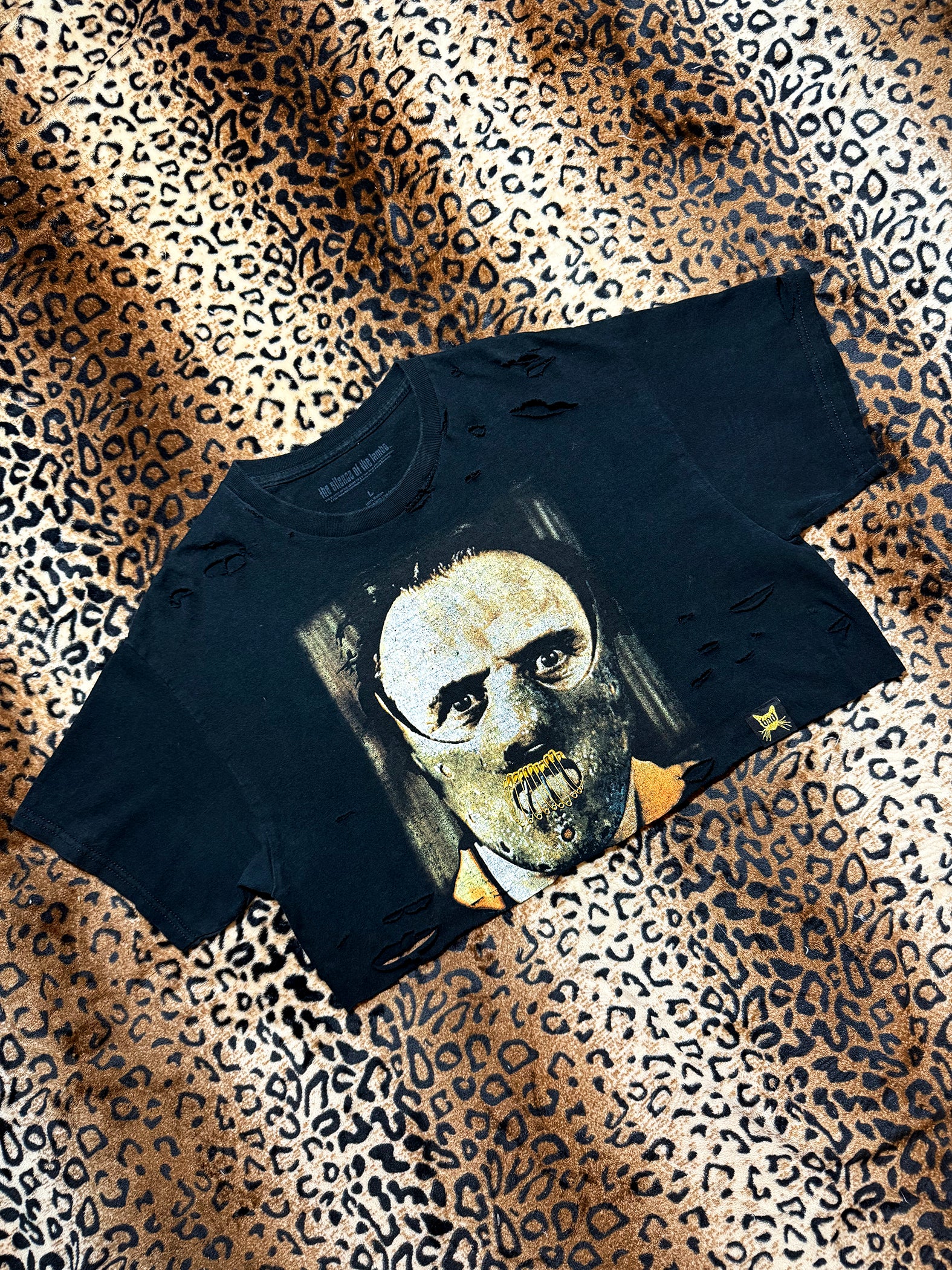 Hannibal Lecter Distressed Safety Pin Crop Top
