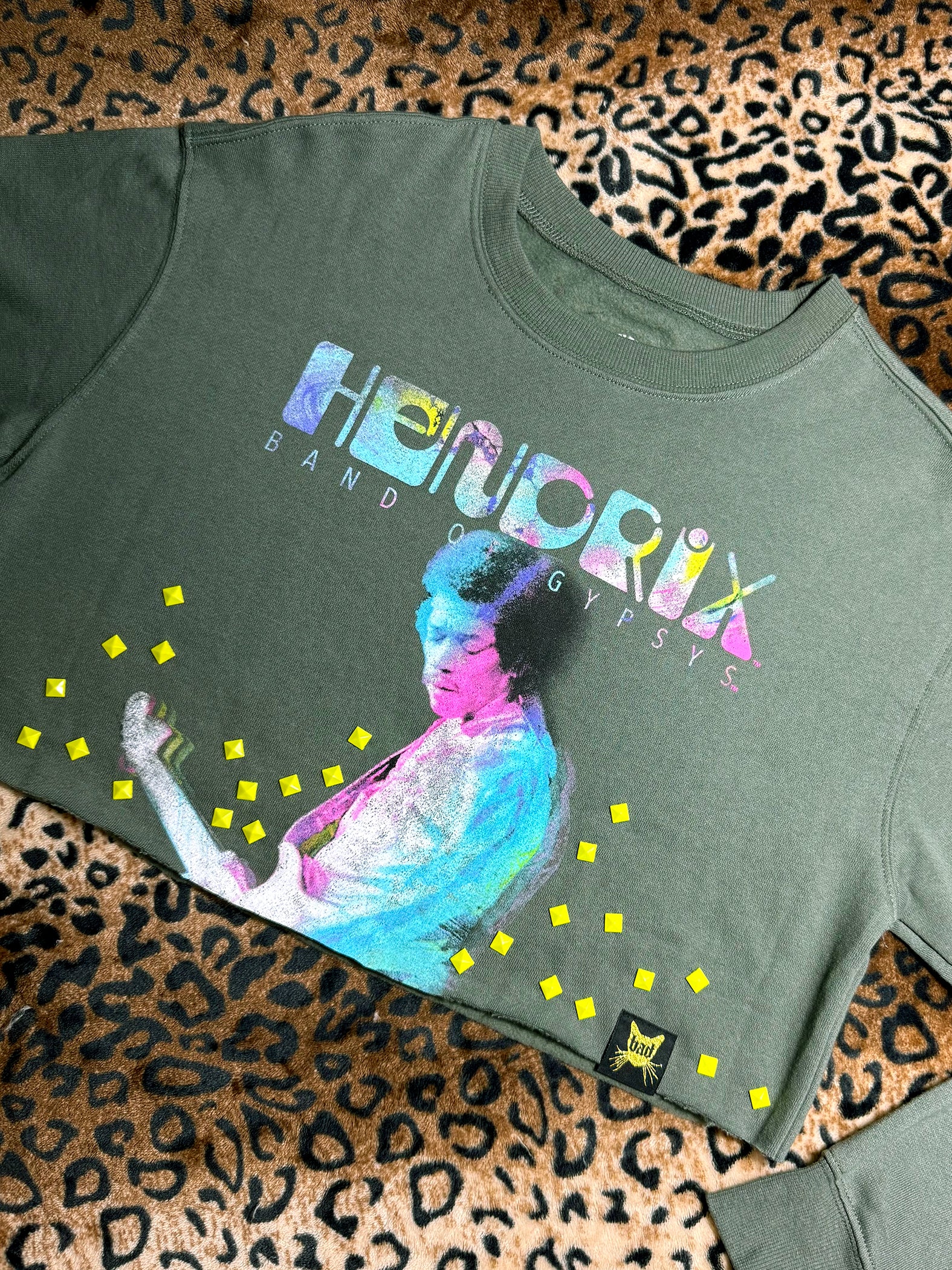 Hendrix Neon Studded Crop Sweatshirt