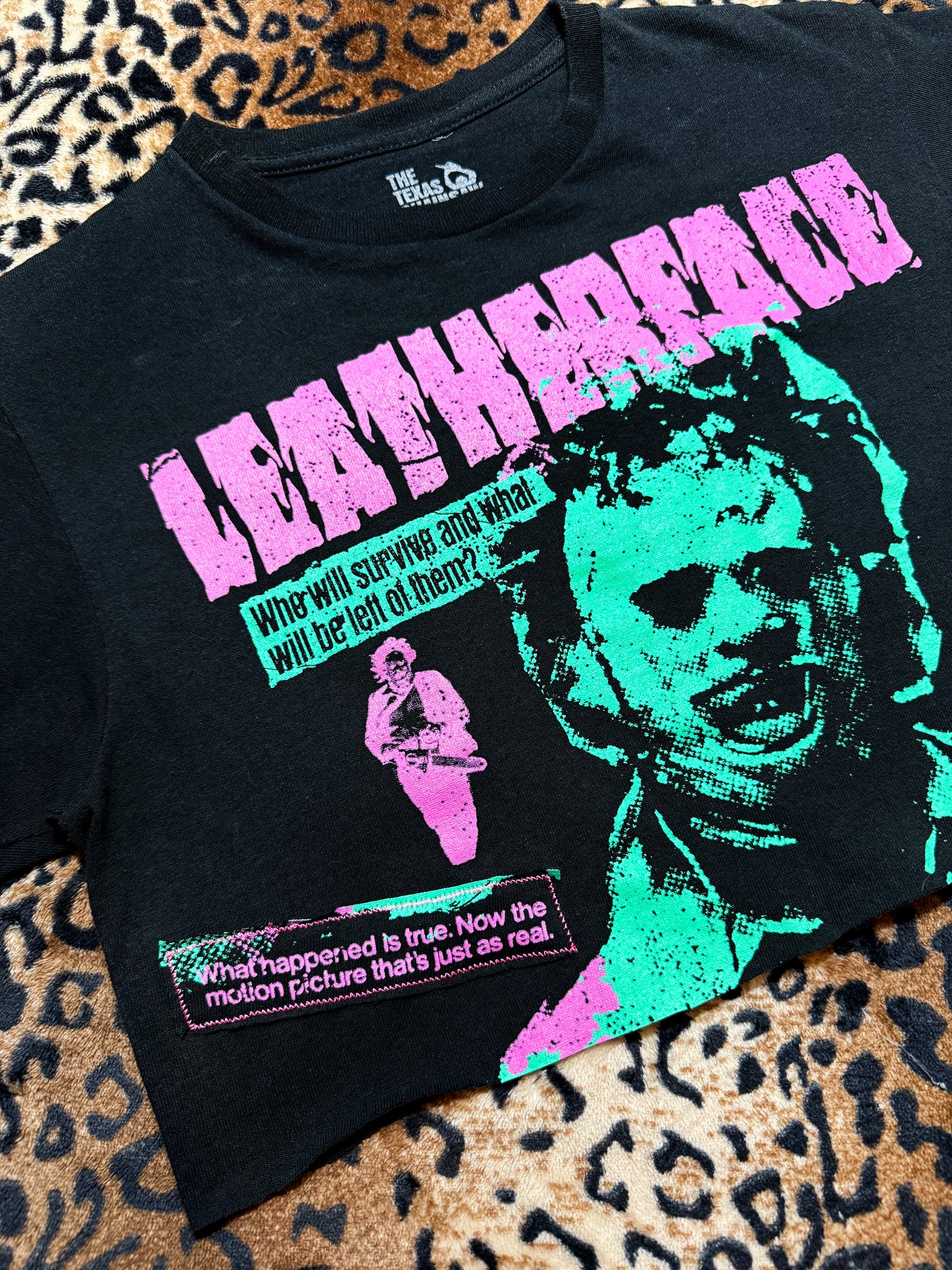 Leatherface Neon Distressed Crop Top
