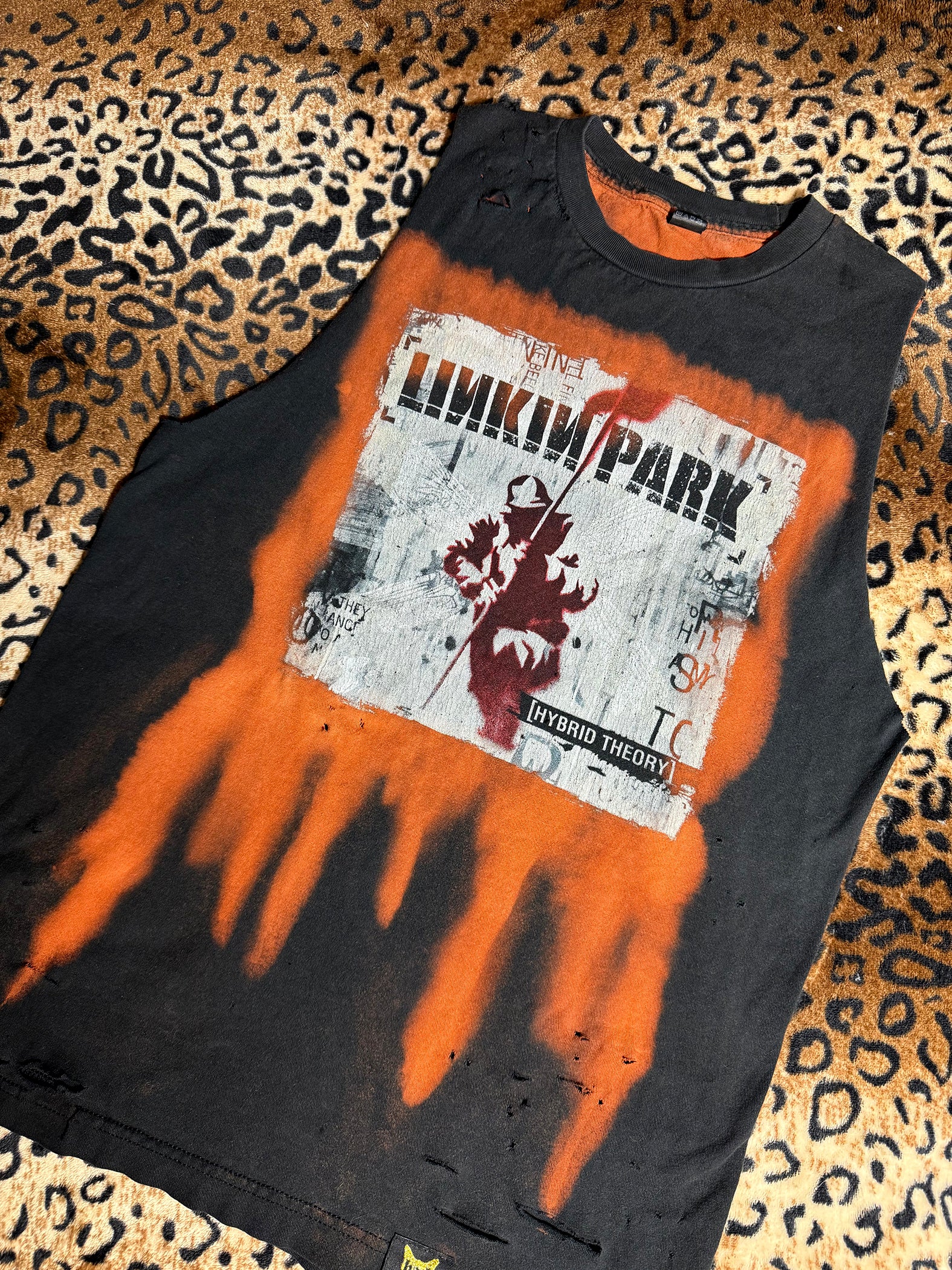 Linkin Park Distressed Bleach Dye Muscle Tank