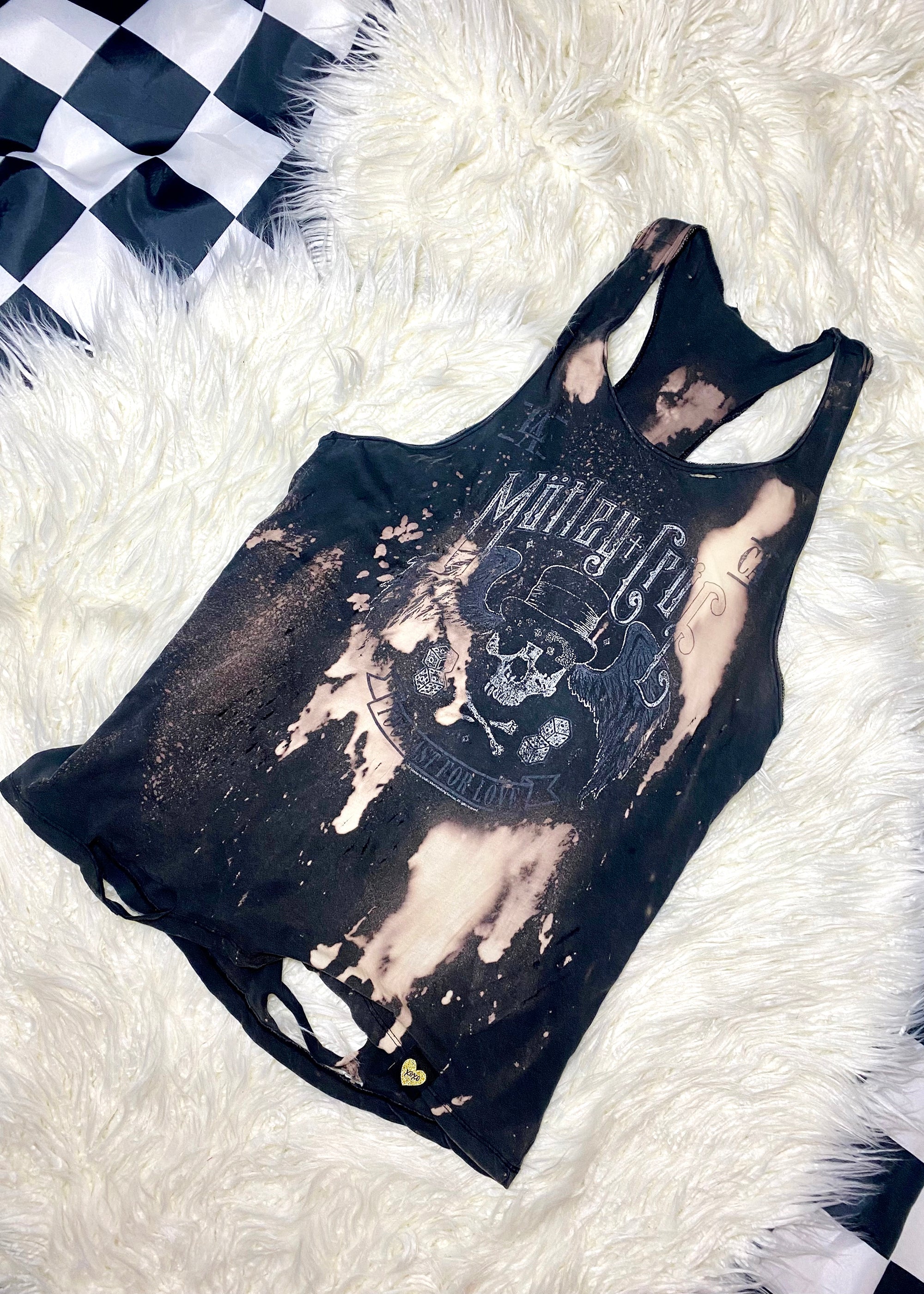 Motley Crue "Too Fast For Love" Distressed Bleach Dye Tank Bad Reputation NYC