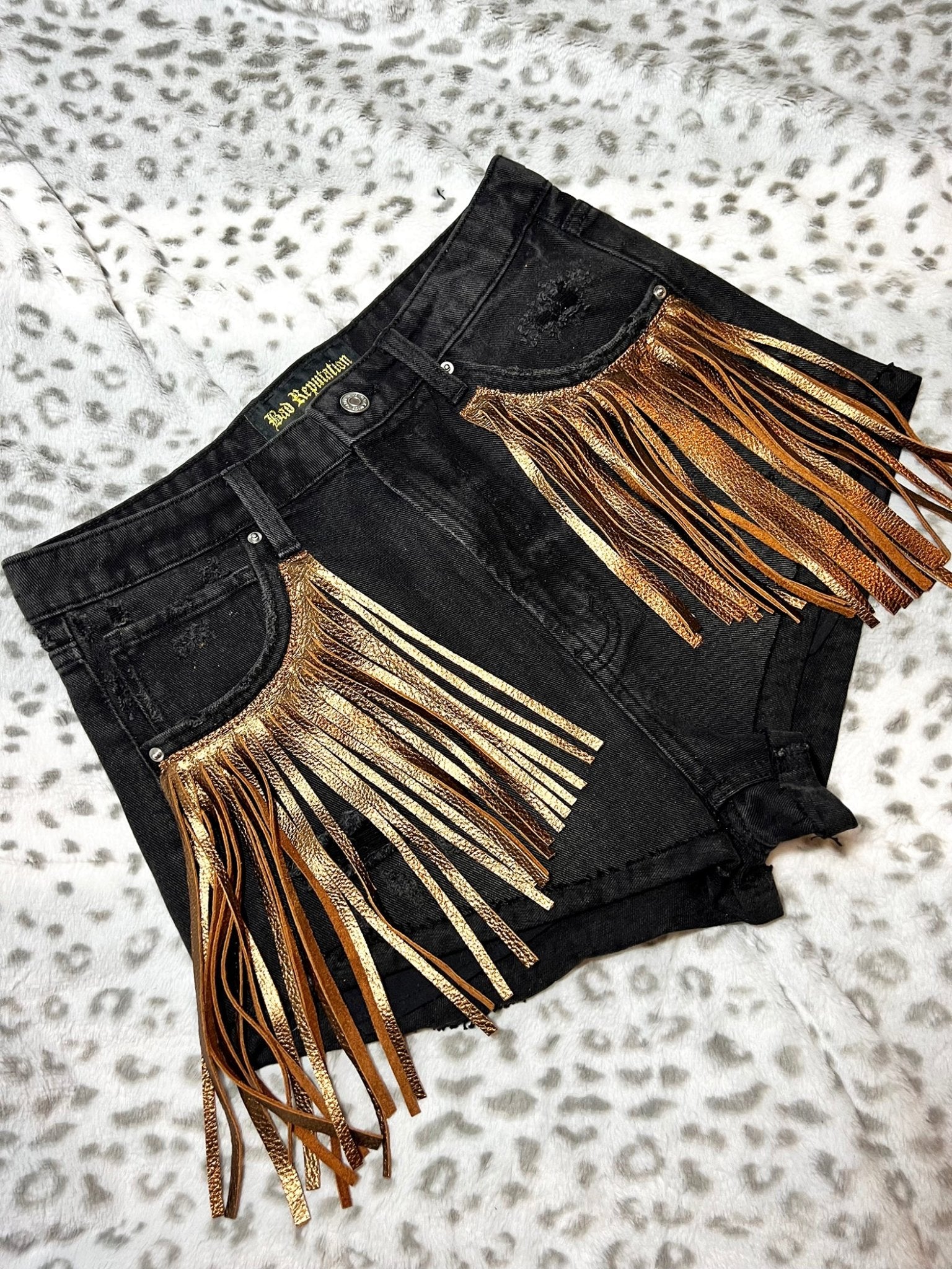 Gold Fringe Denim Shorts | Bad Reputation NYC