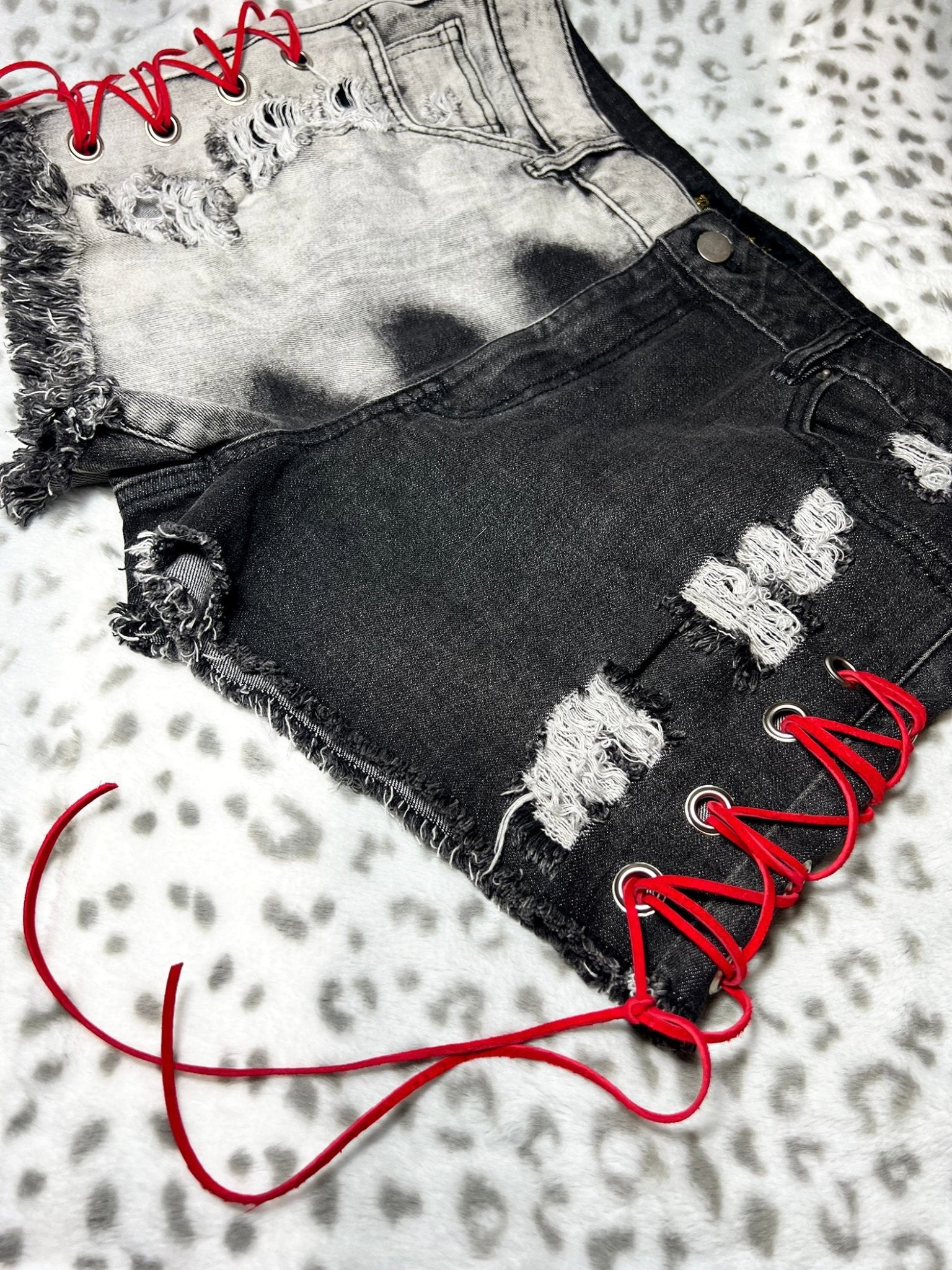 Leather Laced Denim Shorts | Bad Reputation NYC