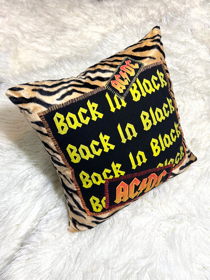 AC/DC Back in Black Furry Throw Pillow