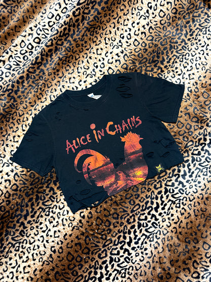 Alice In Chains Rooster Distressed Crop Top