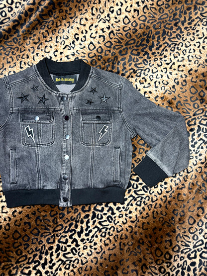 Death's Head Denim Bomber Jacket