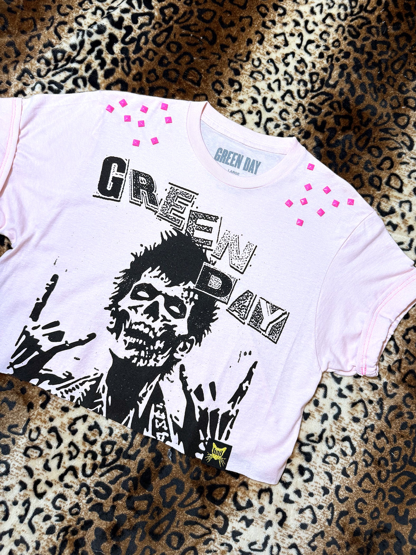 Green Day Studded Pink Crop Top