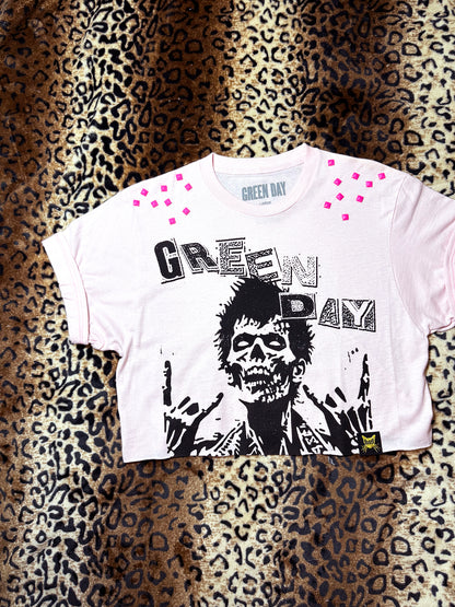 Green Day Studded Pink Crop Top