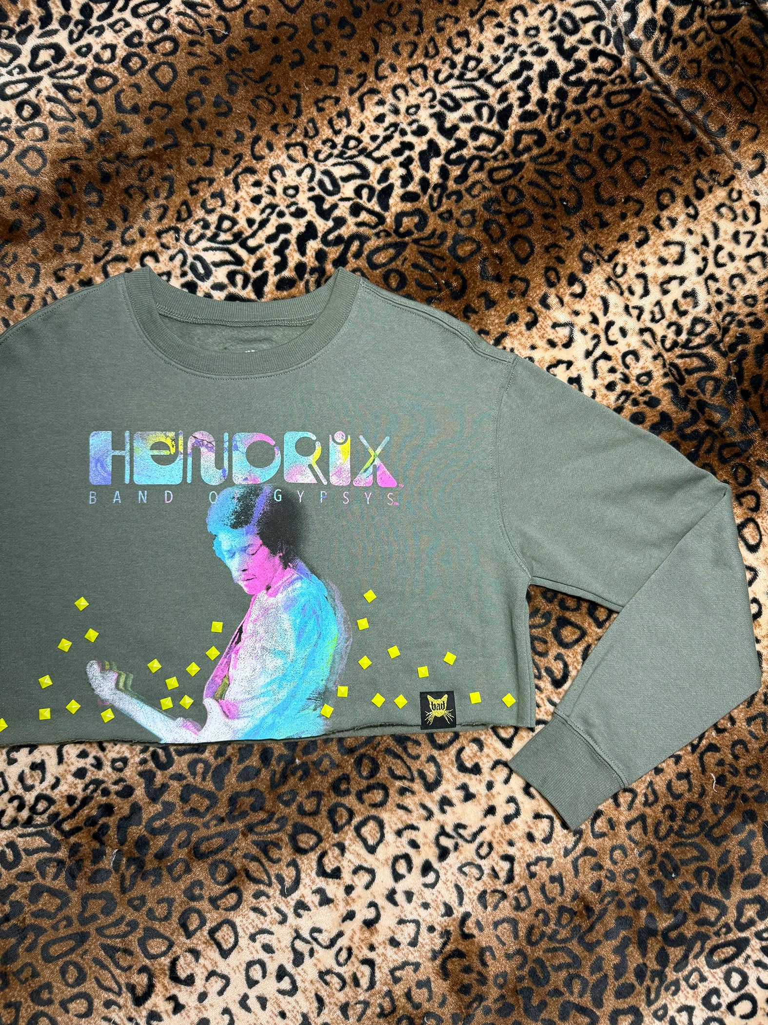 Hendrix Neon Studded Crop Sweatshirt