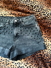 MothMan Matte Black Studded Denim Shorts | Bad Reputation NYC