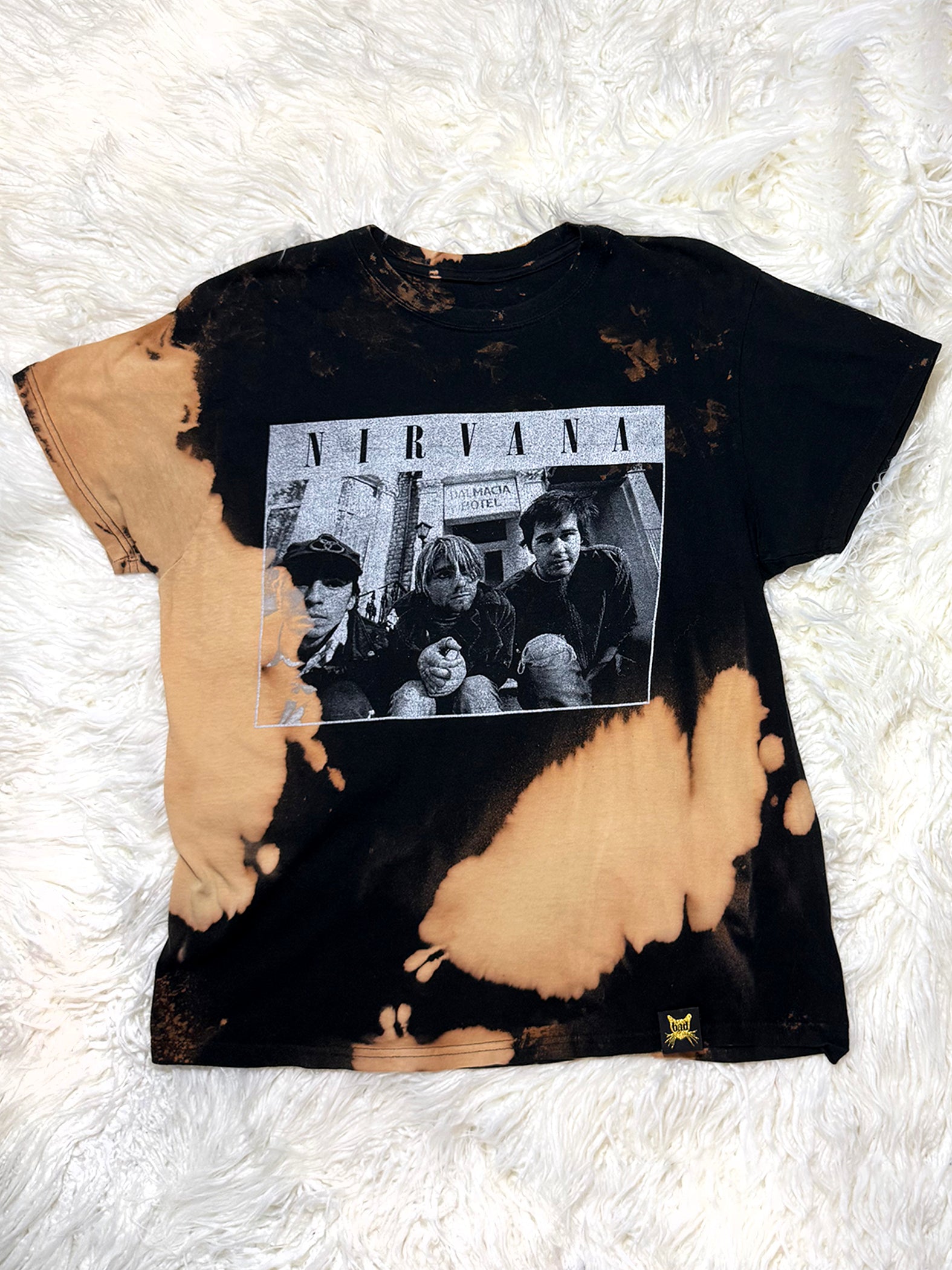 Nirvana Band Photo Bleach Dye T Shirt