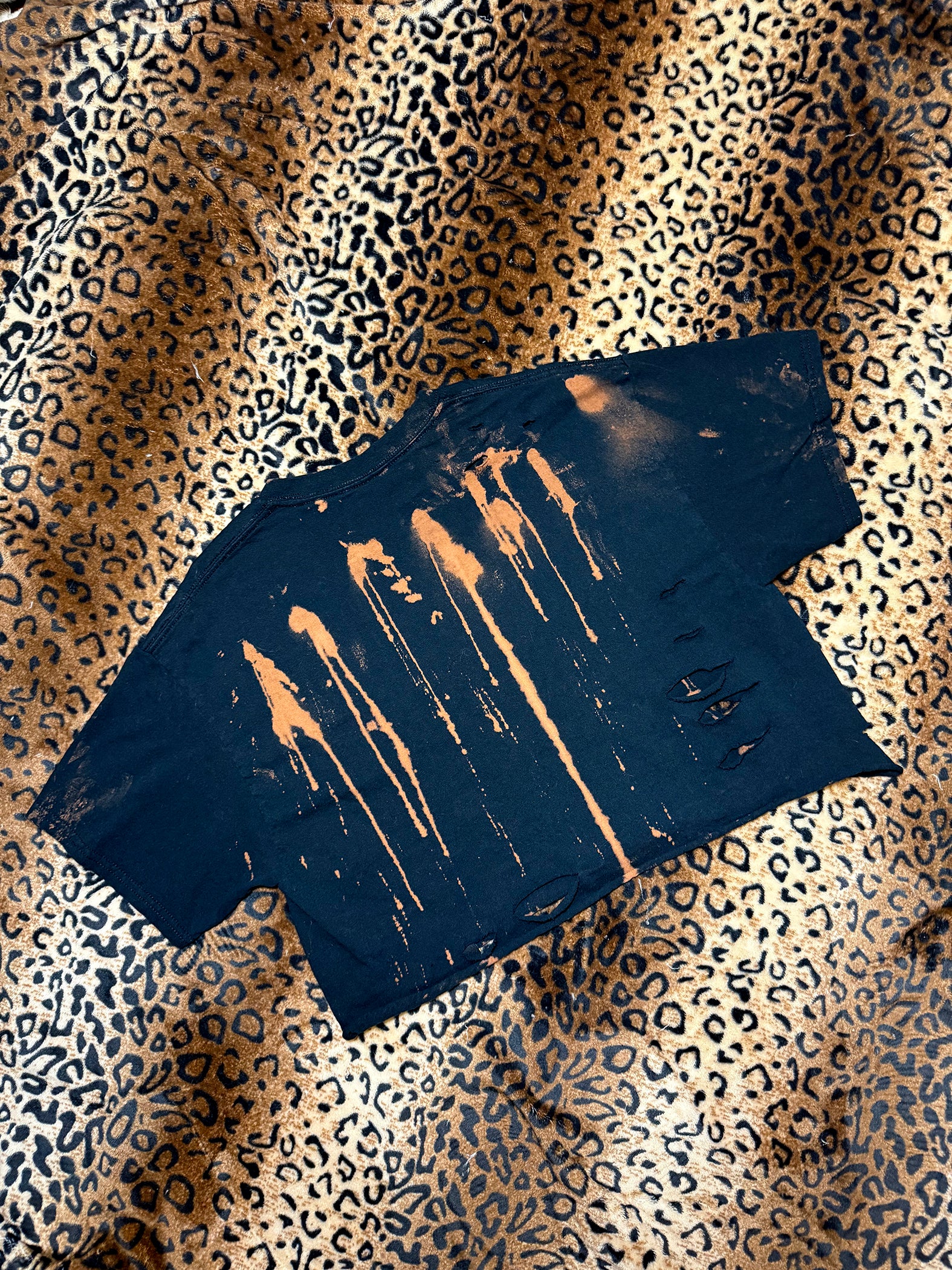 Nirvana Smiley Face Distressed Bleach Dye Crop Top