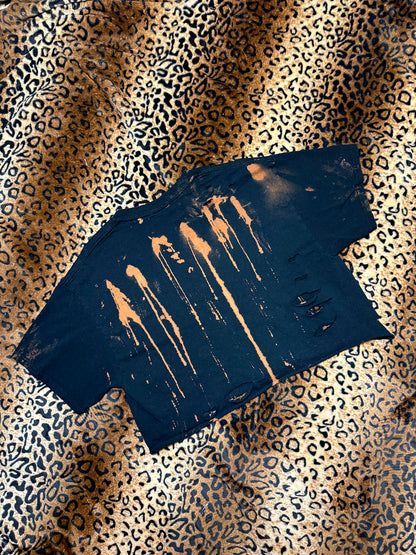 Nirvana Smiley Face Distressed Bleach Dye Crop Top