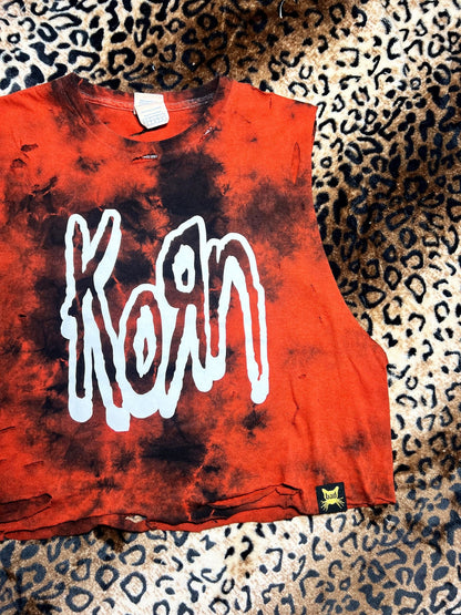 Korn Distressed Red Dye Crop Tank | Bad Reputation NYC