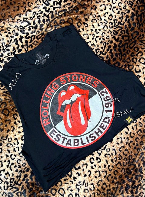 Rolling Stones Distressed Crop Tank | Bad Reputation NYC