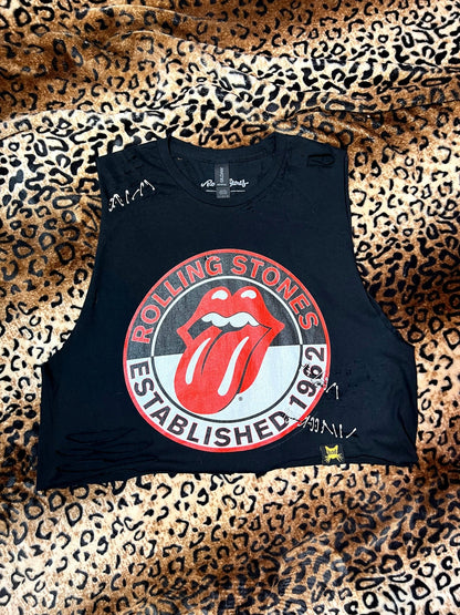 Rolling Stones Distressed Crop Tank | Bad Reputation NYC