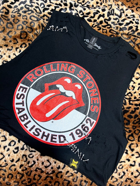 Rolling Stones Distressed Crop Tank | Bad Reputation NYC