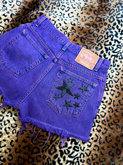 Purple Denim Rockstar Shorts