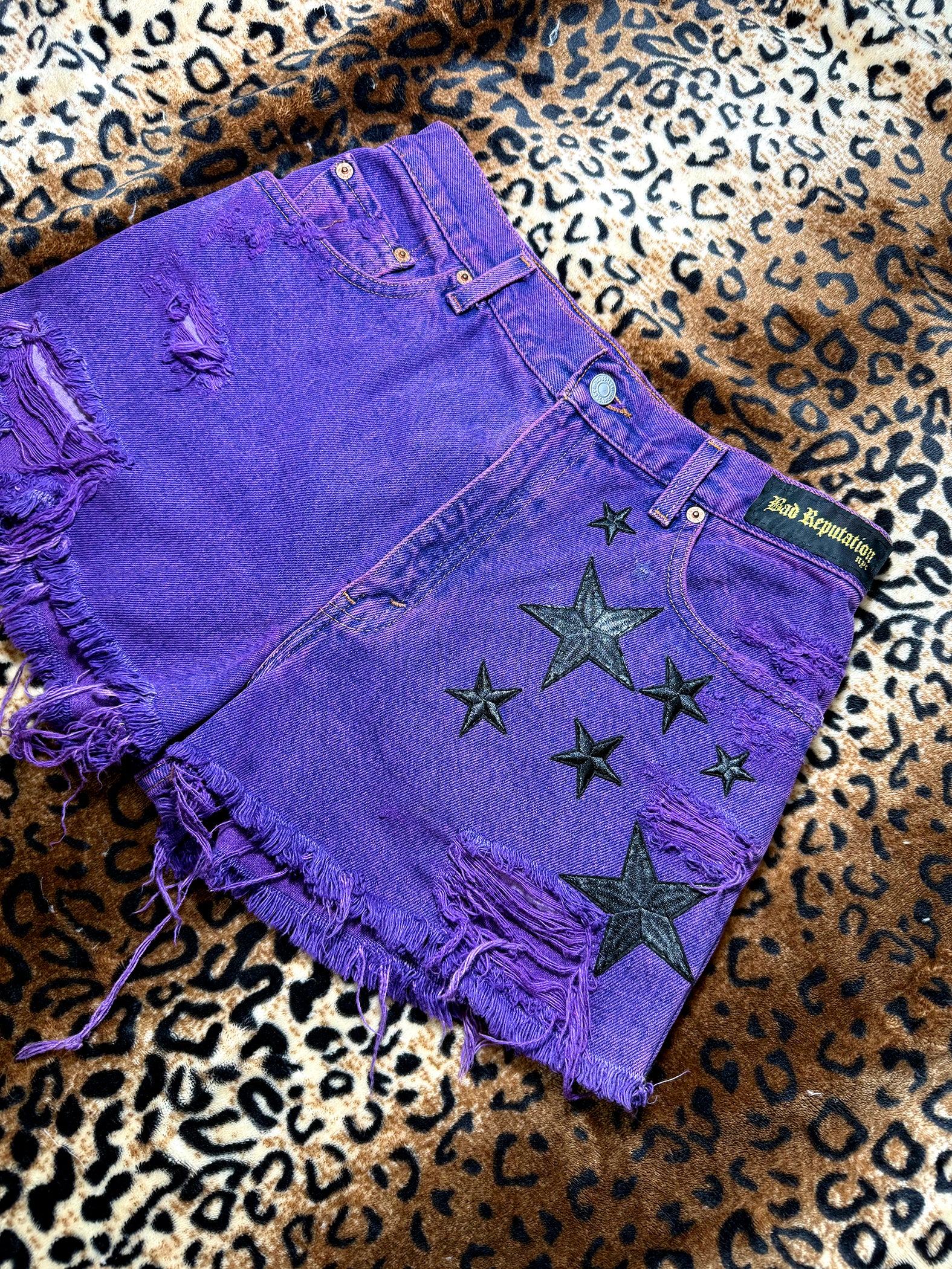 Purple Denim Rockstar Shorts