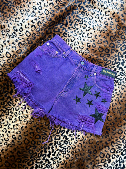 Purple Denim Rockstar Shorts