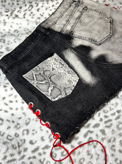 Leather Laced Denim Shorts | Bad Reputation NYC