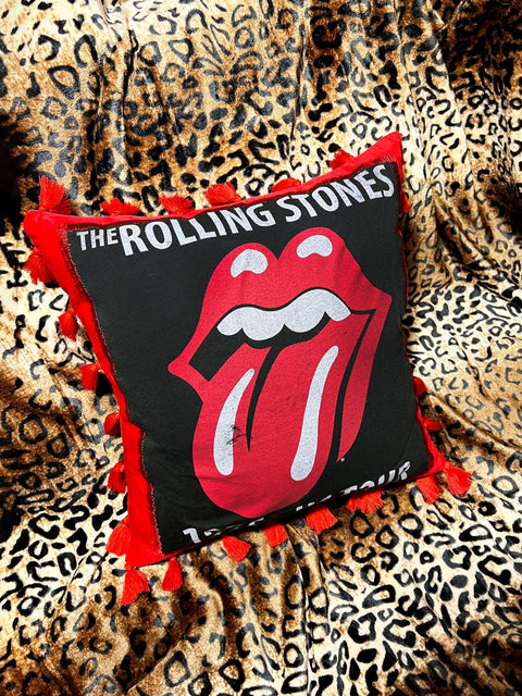 Rolling Stones Red Velvet Throw Pillow | Bad Reputation NYC