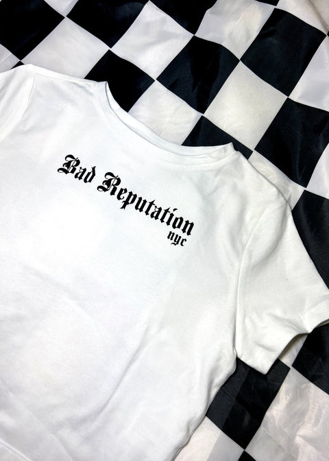 "Bad Reputation" White Crop T Shirt | Bad Reputation NYC