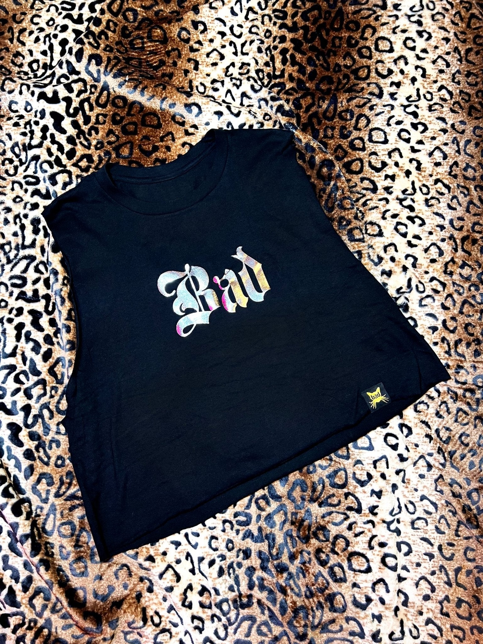 BAD Black and Silver Crop Muscle Tank | Bad Reputation NYC