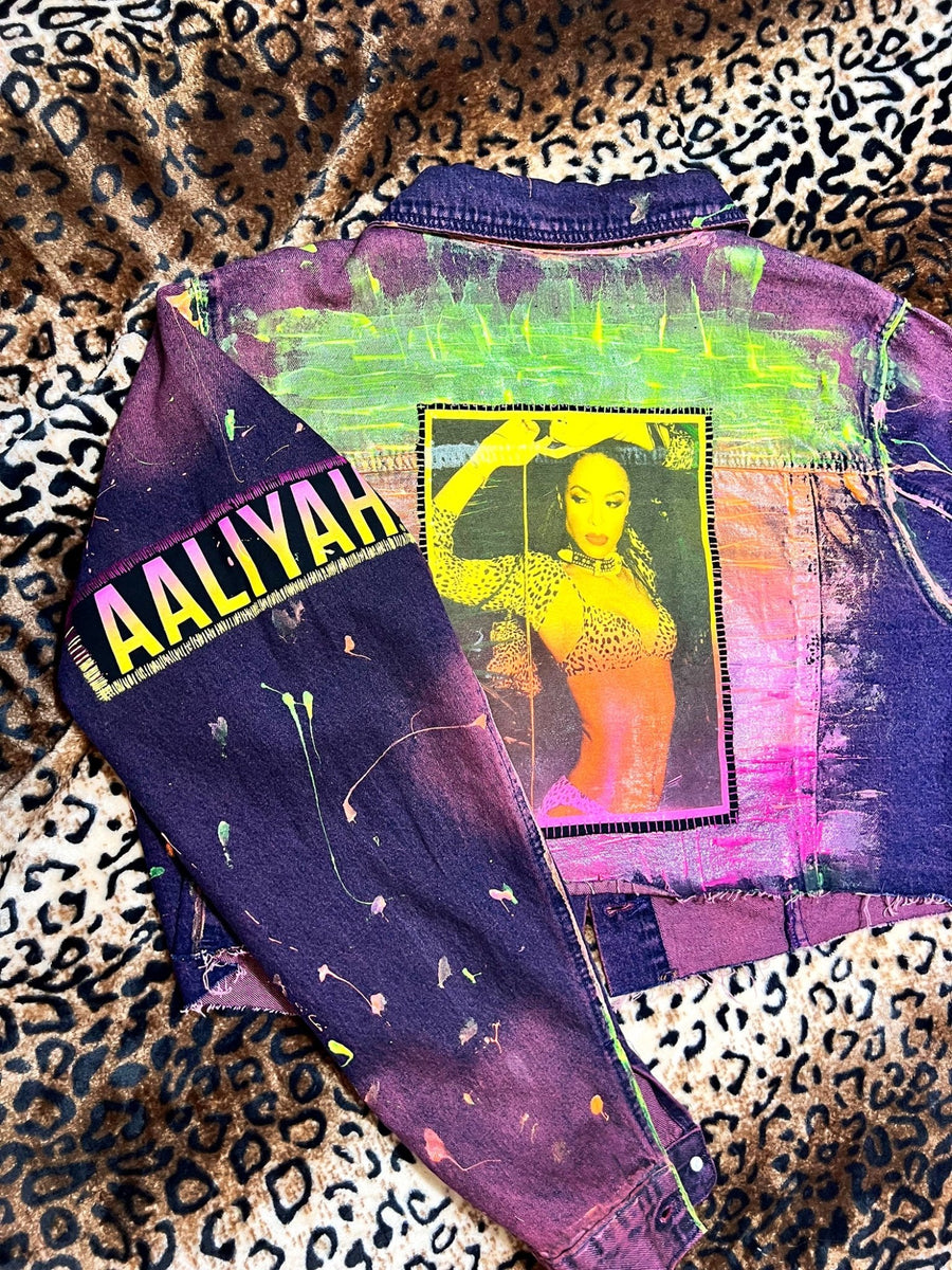 Aaliyah Purple Denim Painted Jacket | Bad Reputation NYC