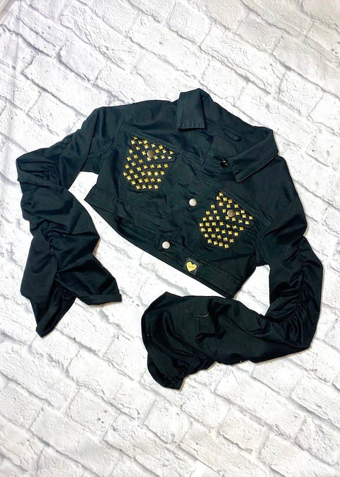 XO Studded Flare Sleeve Crop Jacket | Bad Reputation NYC