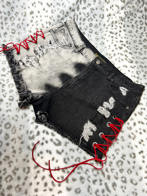 Leather Laced Denim Shorts | Bad Reputation NYC