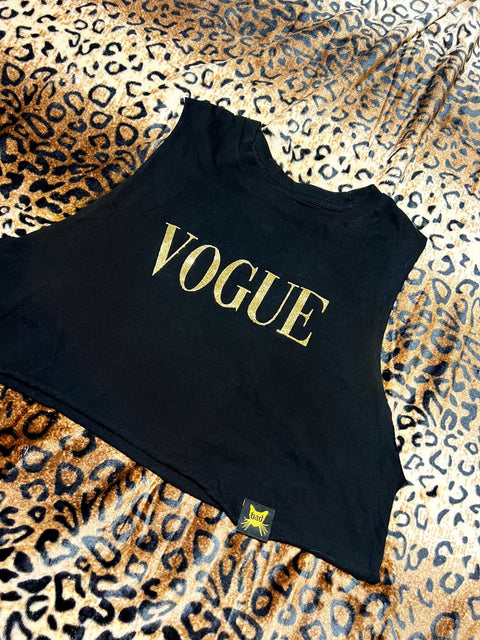 Vogue Black and Gold Glitter Crop Muscle Tank | Bad Reputation NYC
