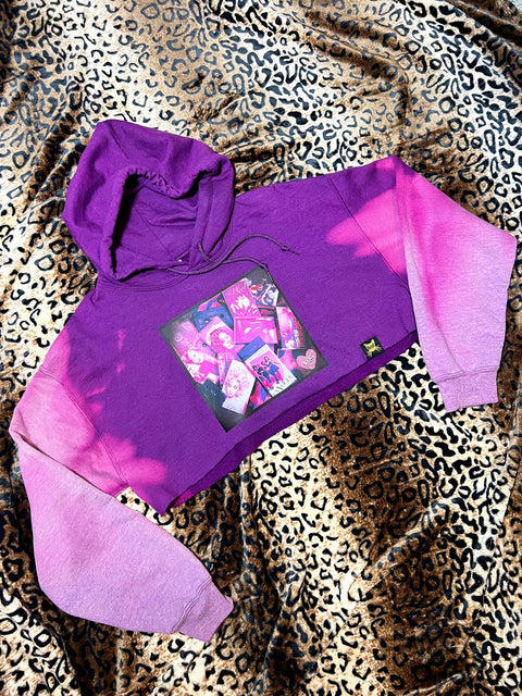 90s Divas Purple Bleach Dye Crop Hoodie | Bad Reputation NYC