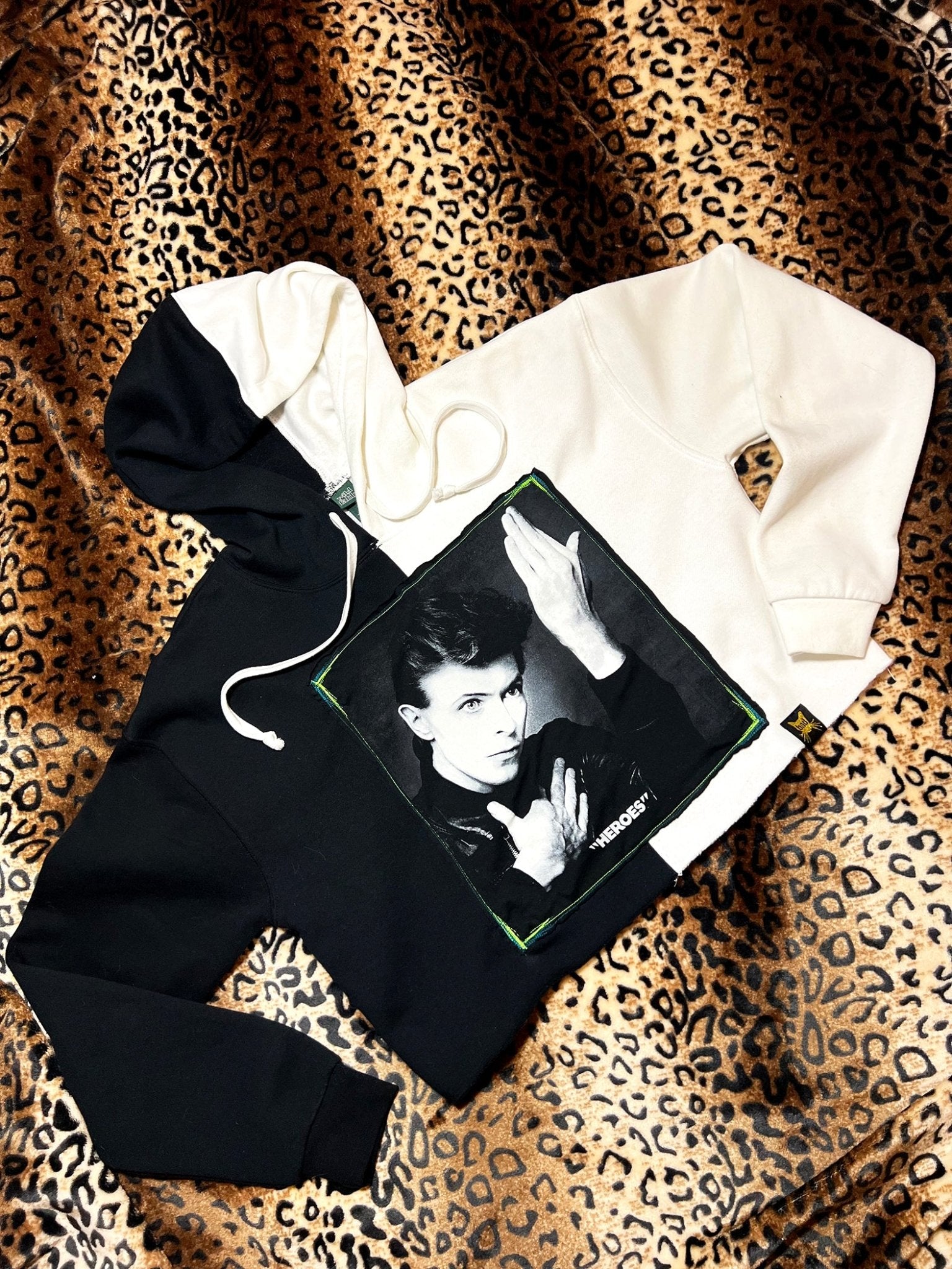 David Bowie Color Block Crop Hoodie | Bad Reputation NYC
