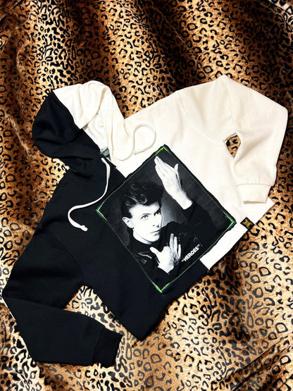 David Bowie Color Block Crop Hoodie | Bad Reputation NYC