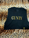 Cunty Black and Gold Glitter Crop Muscle Tank | Bad Reputation NYC