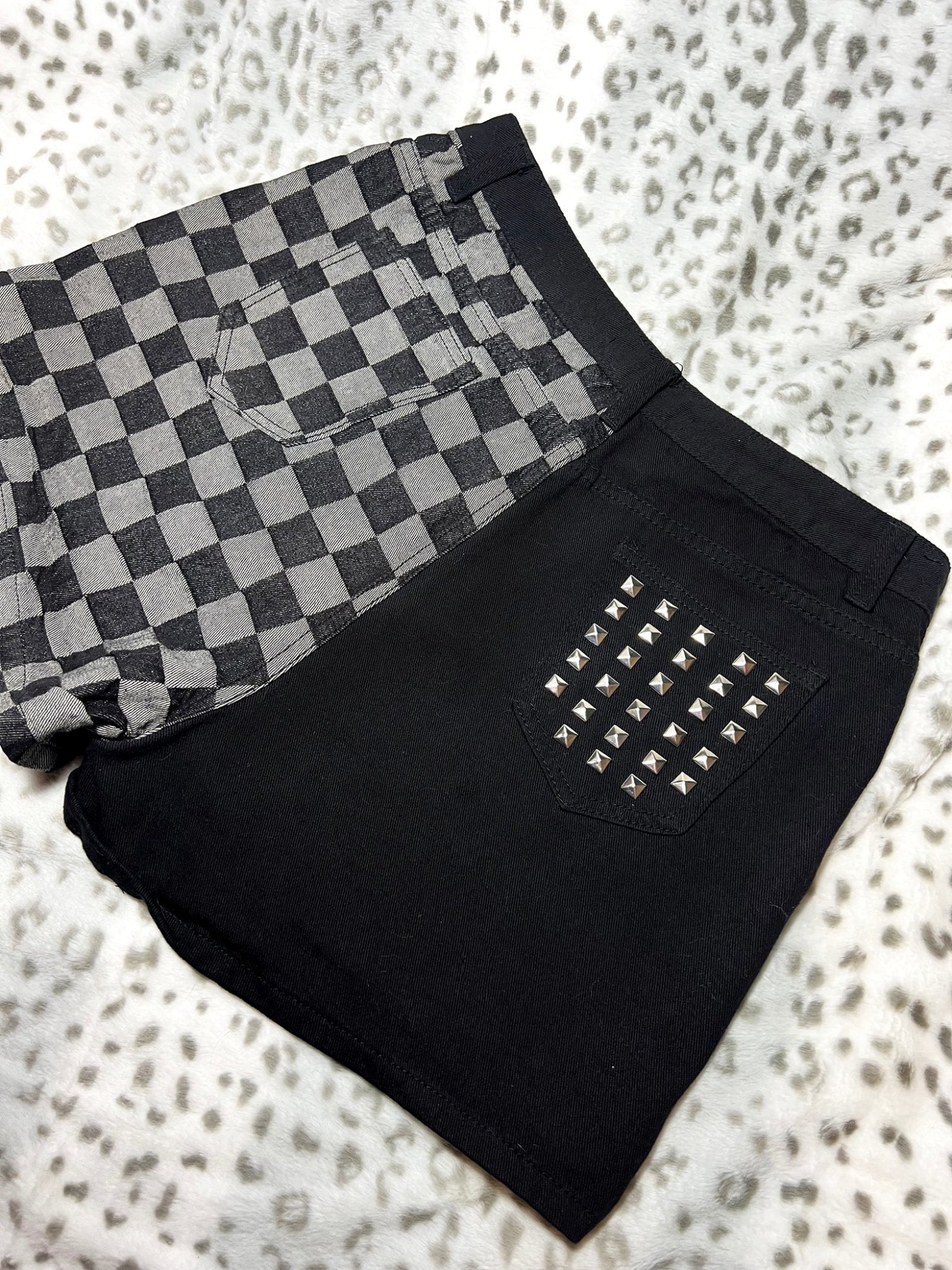 Checkerboard Studded Shorts | Bad Reputation NYC