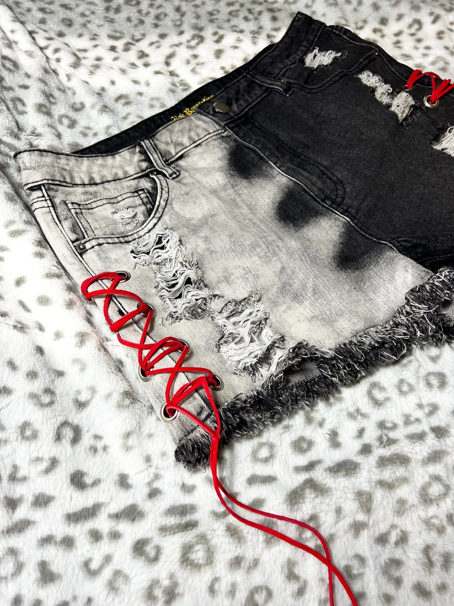 Leather Laced Denim Shorts | Bad Reputation NYC