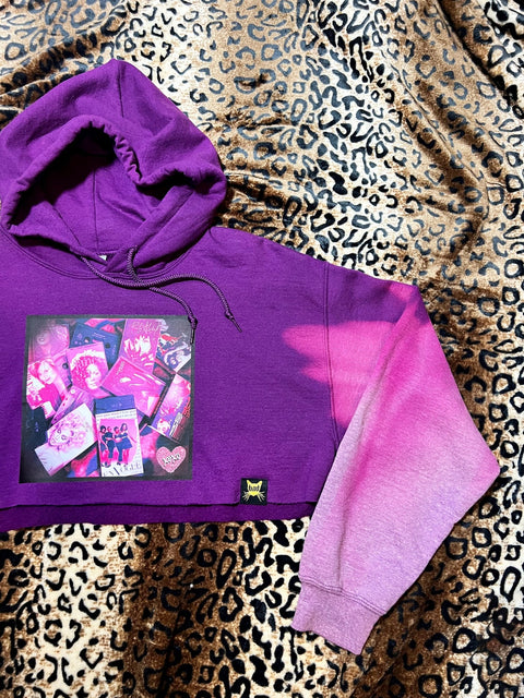 90s Divas Purple Bleach Dye Crop Hoodie | Bad Reputation NYC