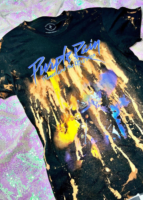 Prince "Purple Rain" Washed Out Bleach Dye T Shirt | Bad Reputation NYC