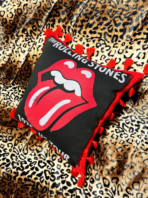 Rolling Stones Red Velvet Throw Pillow | Bad Reputation NYC