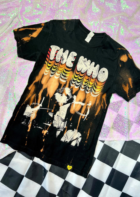 the who vintage bleach dye t shirt on a sequin background